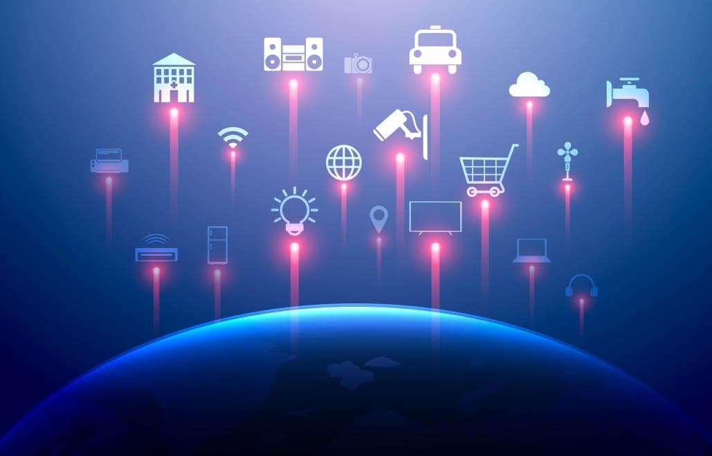 A person facing large online platform icons and data panels
